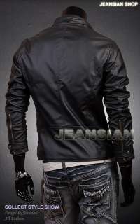   Designer Jacket Coat Shirt Stylish PU Faux Leather Slim Fit S M L 8914