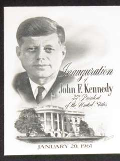 John F Kennedy Inauguration FDC First Day Cover 1/20/61  