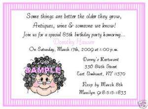 GRANDMA GRANDMOTHER NANA MOM BIRTHDAY PARTY INVITATIONS  