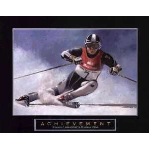   Achievement Skier Motivational Skiing Poster Print