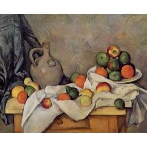  Oil Painting Curtain, Jug and Fruit Paul Cezanne Hand 