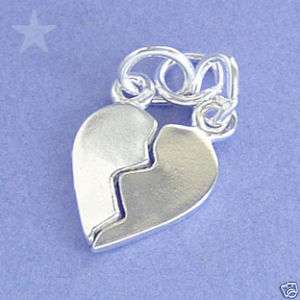 BROKEN HEART TWO PIECES Sterling Silver Charm Pendant  