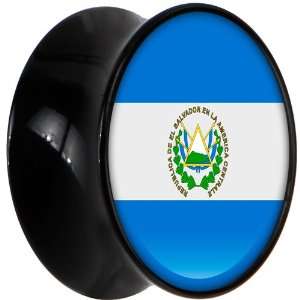  16mm Black Acrylic El Salvador Flag Saddle Plug: Jewelry
