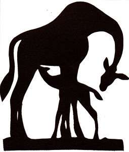 Giraffe Momma and baby silhouette for quilt top kit  