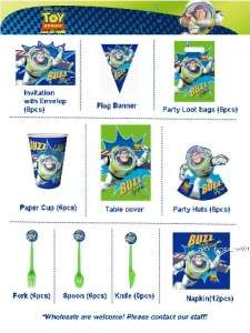 Toy Story Buzz Lightyear Birthday Party Supplies:Fork Lootbag Hat Card 