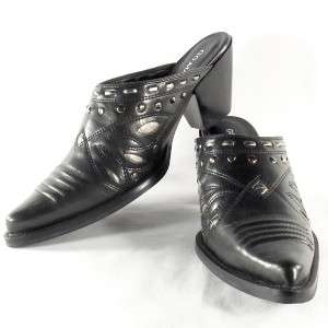 Womens Western Mules, Cowgirl Shoes, Black 6.5US/37EU  