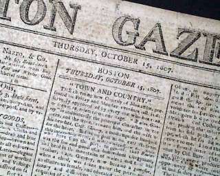 Trial of AARON BURR Treason James Wilkinson Evidence 1807 Newspaper 