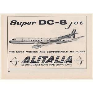  1960 Alitalia Airlines Super DC 8 Jet Aircraft Print Ad 