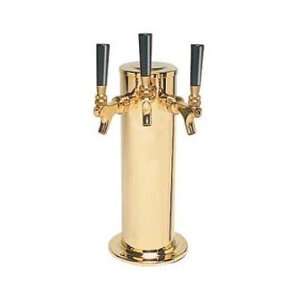   Brass Triple Faucet Draft Beer Tower   4 Inch Column: Kitchen & Dining