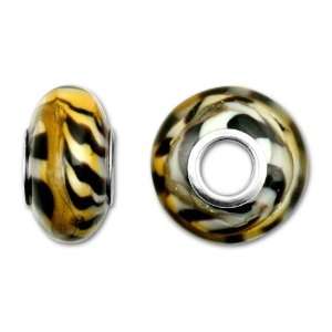    14x7mm Tiger Print Glass Bead with Grommets
