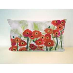 Poppies Rectangle Indoor/Outdoor Pillow in Red 