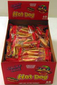 Gummy Zone Gummi Hot Dogs 60 Count Box of Candy  