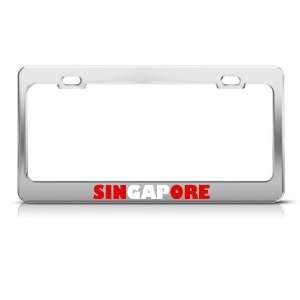 Singapore Flag Country Metal license plate frame Tag Holder