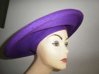 Vtg massive Purple beret Picture Model Hat dramatic 1980s  
