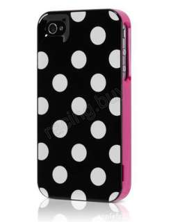 Black/White Polka Dots 3 Piece Hard Back Cover Case for Apple iPhone 4 