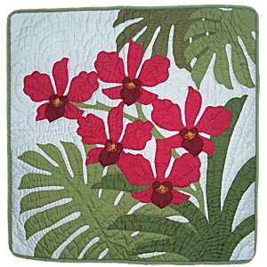  Hawaiian Dendrobium Orchids Hand Quilted Pillow Cover  16 