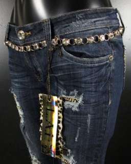 NWT Womens LA IDOL Skinny Jeans GOLD WEBS w/ CRYSTALS 1710NR  