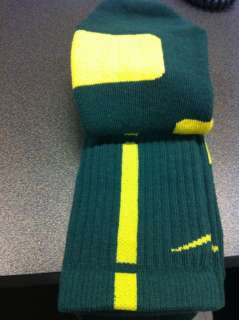 Nike Elite Crew Basketball Sock LARGE 8 12 Noble Green with Yellow 