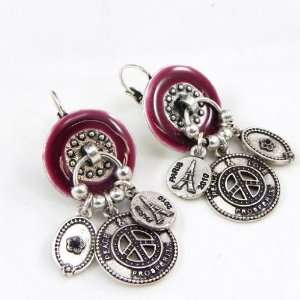  french touch loops Peace red burgundy. Jewelry