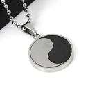 Mens Acient Yin Yang Pendant Stainless Steel Necklace