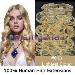 207pcs clip in wavy human hair extension 70gr 7 colors  