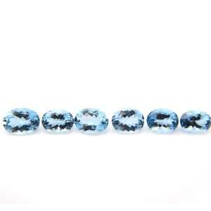   6pcs Lot Oval Cut Natural Blue Aquamarine Loose Gemstone VVS Jewelry