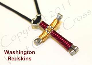 Horseshoe Nail Cross Necklace   Washington Redskins  