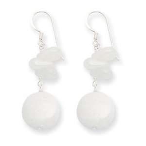    Sterling Silver White Moonstone & White Jade Earrings Jewelry
