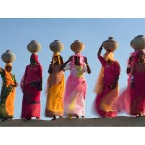  Women Carrying Pottery Jugs of Water, Thar Desert 