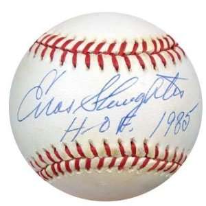  Autographed Enos Slaughter Baseball   AL HOF 1985 PSA DNA 