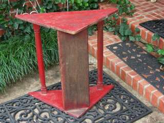 FABULOUS RED PRIMITIVE CORNER TABLE~ANTIQUE FARM HOUSE RUSTIC 