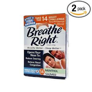 Breathe Right Nasal Strips, Menthol, SM/MED   2 pack of 14 strips 