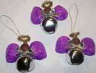 African American Angel Ornament Purple Ark Shell Wings Silver Jingle 