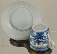 New Hall Two Moth Willow Blue & White Transfer Cup & Saucer 1795 