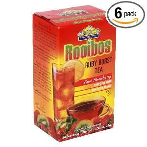   Ruby Burst Tea, Tea Bags, Kiwi Strawberry, 24 Count Boxes (Pack of 6