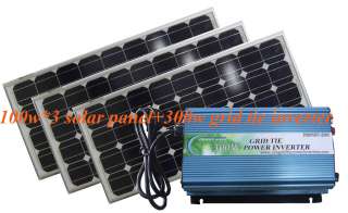 300w(100w*3pcs) mono solar panel+300w grid tie inverter  