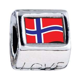   Norway Flag Love European Beads Fits All Pandora/troll/chamilia