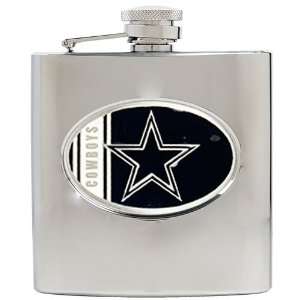    Dallas Cowboys 6oz Stainless Steel Hip Flask: Kitchen & Dining