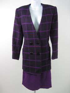 ALBERT NIPON Purple Suit Jacket Skirt Outfit Set Sz 6  
