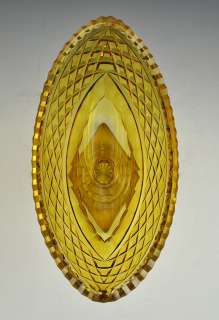 Lovely Antique European Amber Cut Glass Dish c. 1900  