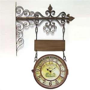   : French Scroll Double Sided Train Station Wall Clock: Home & Kitchen