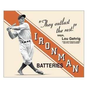  Lou Gehrig Ironman Batteries Metal Sign: Sports & Outdoors
