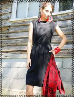 Vtg 50s Simple Draped Elegant Black Mini Party Dress  