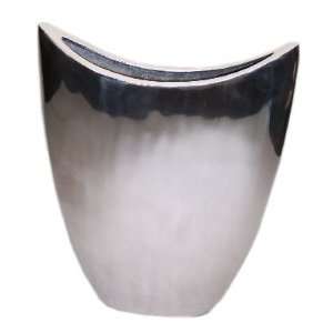  Heavy Casted Polished Aluminum Vase, Oval