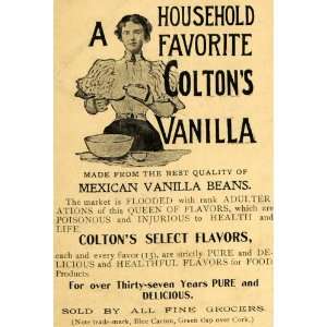  1899 Ad Coltons Vanilla Bean Grocer Extract Flavor Food 