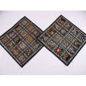   Black Artisan Indian Style Decor Sari Pillow Cases