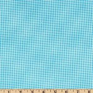  45 Wide At The Park Tiny Check Aqua Fabric By The Yard 