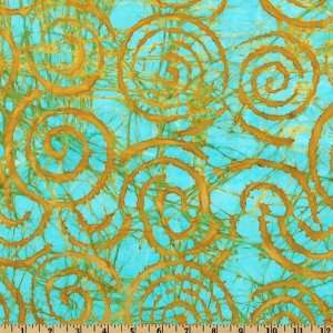   Ridge Batik Scroll Sand/Aqua Fabric By The Yard Arts, Crafts & Sewing