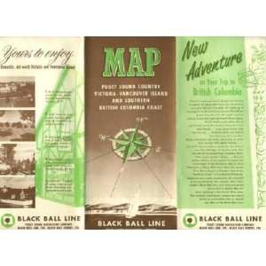   Ball Line Brochure with Maps Puget Sound Victoria Vancouver BC 1950s