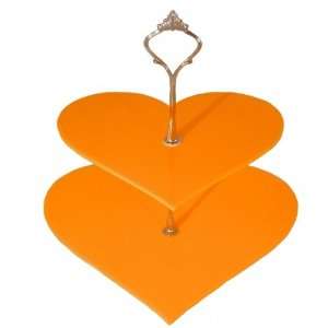  2 Tier Yellow Acrylic Heart Cake Stand 19cm 23cm Overall 